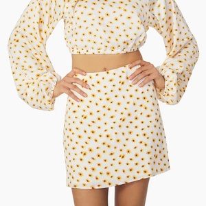 WeWoreWhat Danielle Bernstein Ditsy Daisies Mini Slip Skirt Satin NWT S M L